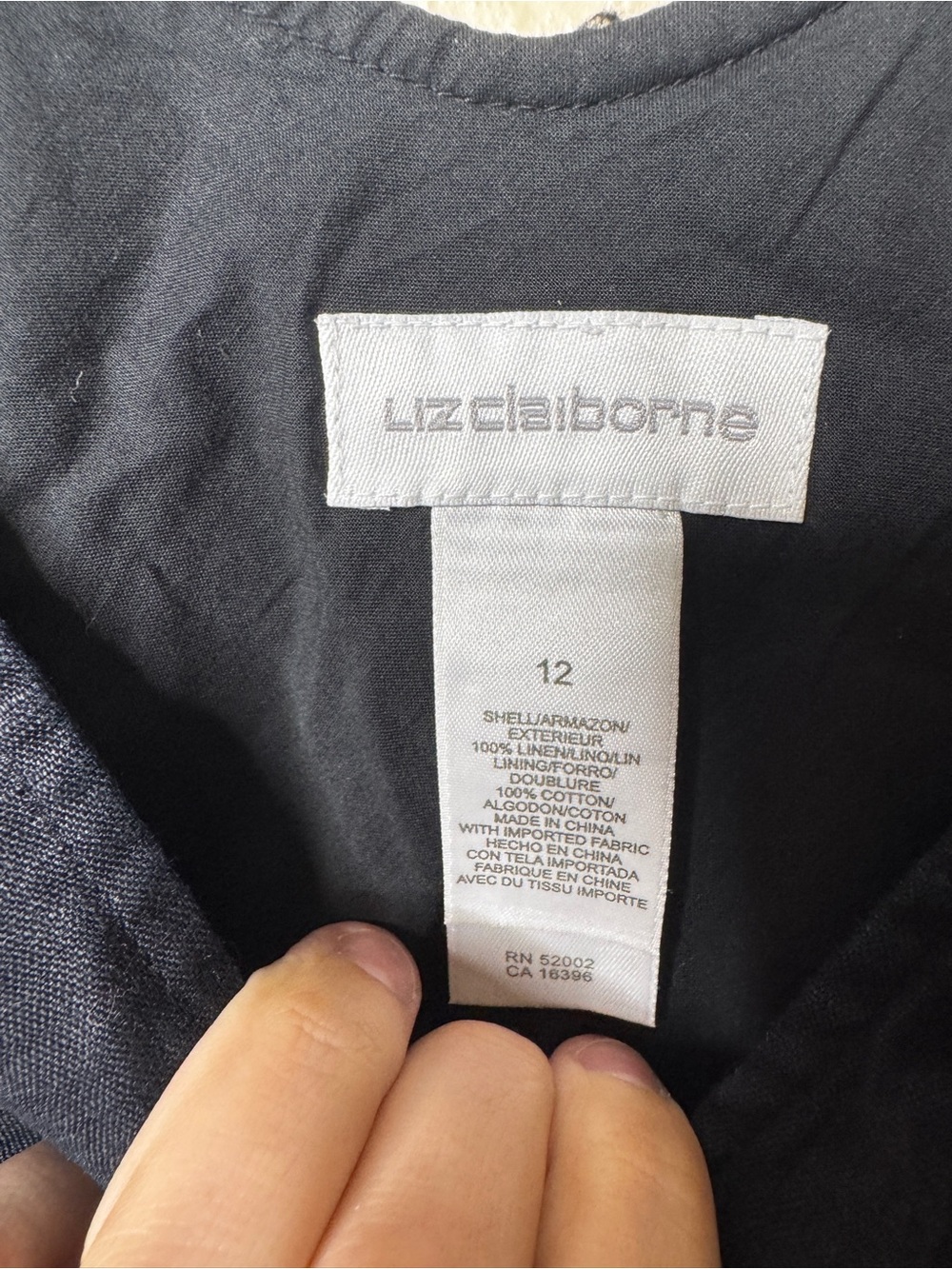 Liz Claiborne Shirt Women’s 12 Black Linen Ruffle Sleeveless Tank Coastal Chic - Picture 2 of 5